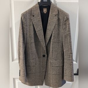 Boss Black and Brown Blazer Wool Blend Tailored Fit